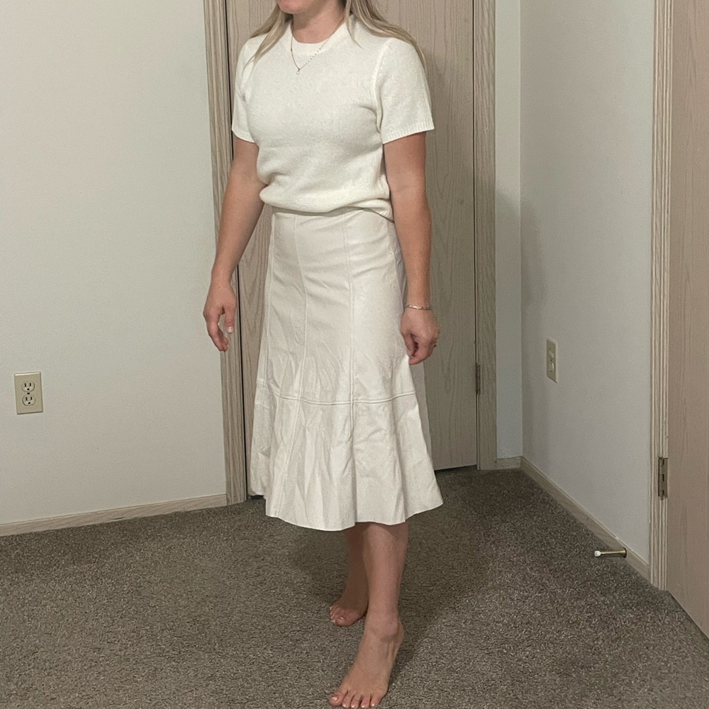Banana Republic Cream Midi Skirt